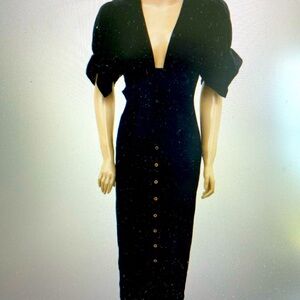 Free People vintage summer Midi dress, button-down in black, size S, pre-owned